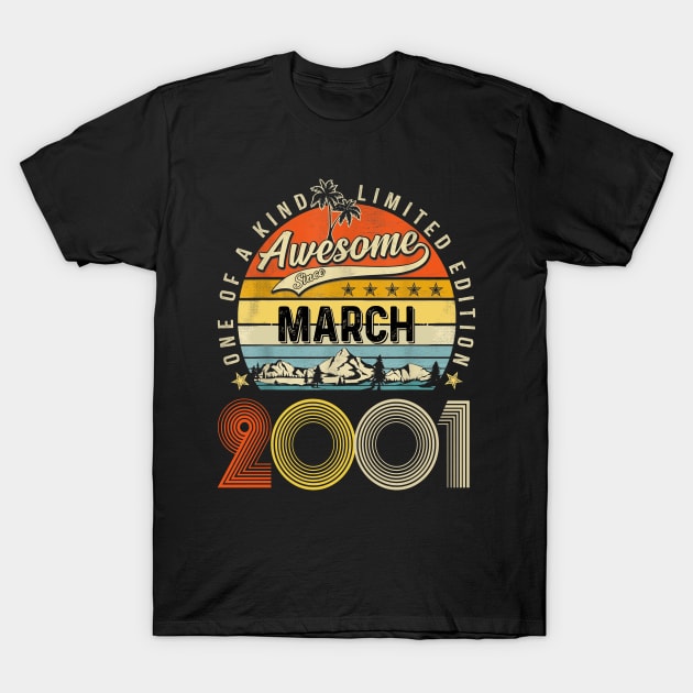 Awesome Since March 2001 Vintage 22nd Birthday T-Shirt by PlumleelaurineArt